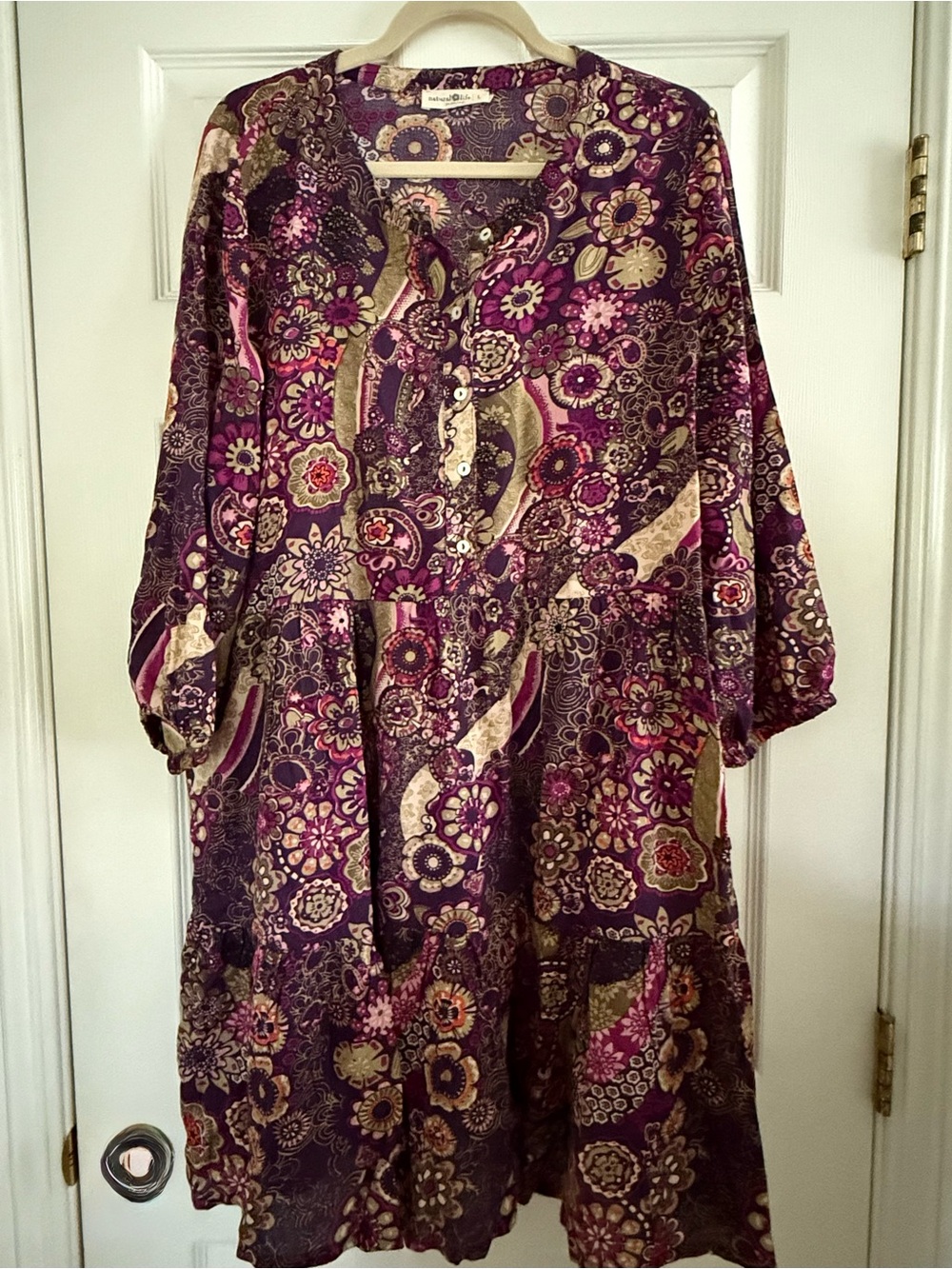 NATURAL LIFE Purple Multi Floral Button-Front Tunic